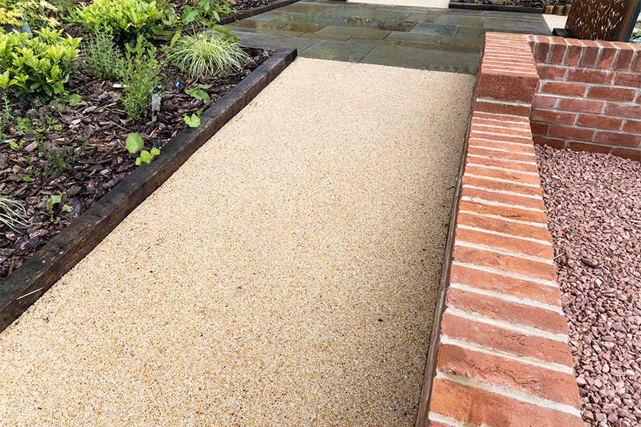 A resin bound path in the new Feature Garden at Oxford Garden Centre