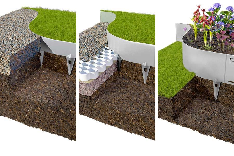 Core Edge metal garden edging is available in 3 different heights for paths,lawns, and borders