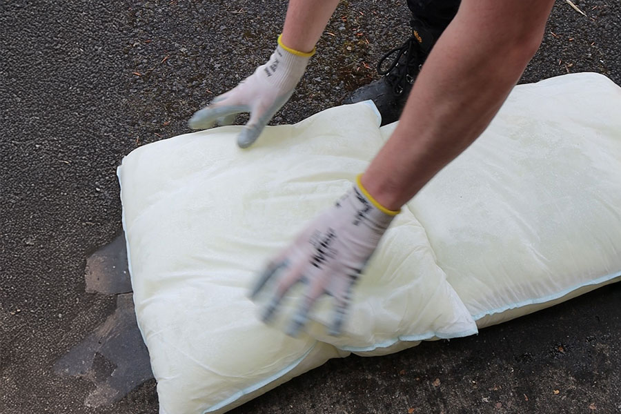 Fernoco Floodbags being used for flood prevention rather than sandbags 